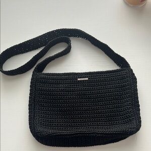 Elegant Black Crochet Shoulder Bag